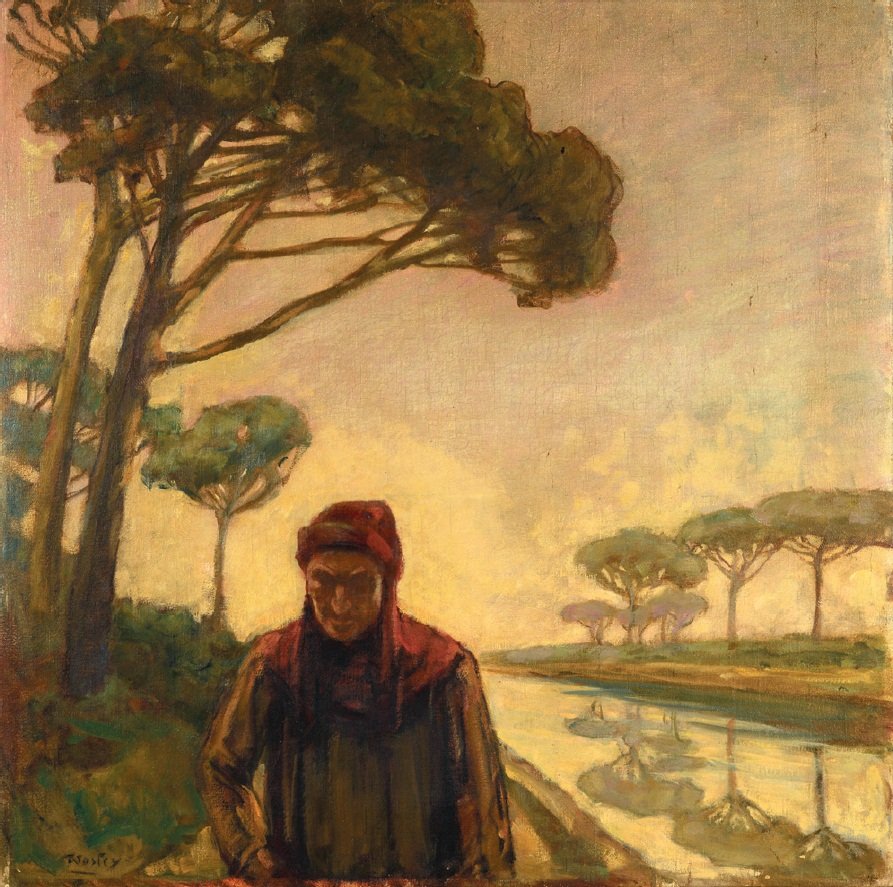 Good evening 'We are not going to talk about them; rather look and move on.' #DanteAlighieri 🖌Carlo Wostry  (1865-1943) Dante in the Pinewood