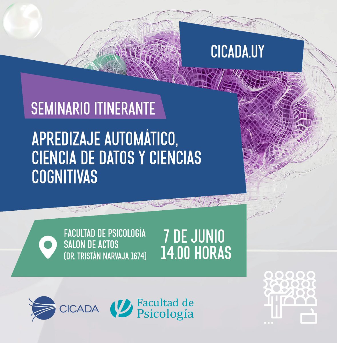 📢Seminario Itinerante | Desde CICADA convocamos a intercambiar sobre el uso de herramientas de aprendizaje automático y ciencia de datos en las ciencias cognitivas. 

+info: bit.ly/4bmSSGi
🗓 7 de junio - 14.00 horas 
📍 <a href="/psicoudelaruy/">PsicoUdelar</a> <a href="/Udelaruy/">Universidad de la República</a> 

#CienciadeDatos