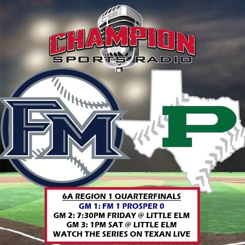 The @uiltexas Baseball playoffs continue tonight as TX #1 @fmjagsbaseball plays TX #3 @ThePHSBaseball. If you can’t be there, watch with us on @Texan_Live! ⚾️ 6A Region 1 Quarterfinals ⏰ Game 2: 7:30pm 📍 @LittleElmHS 🎙 @MrThomasDLee & @CutterSippel 📺 texanlive.com/video/66427a19…