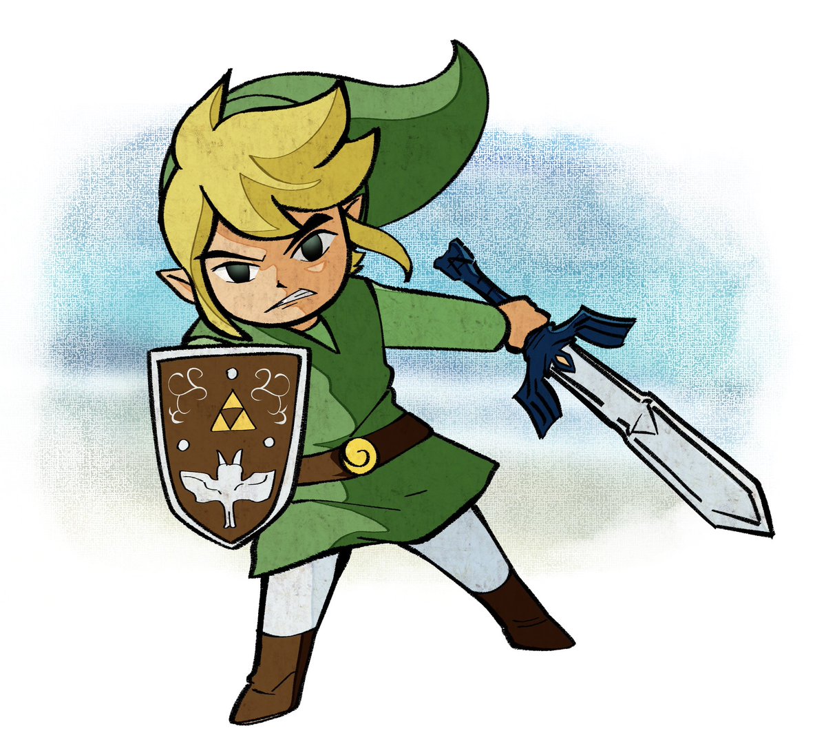 link ,toon link solo looking at viewer blonde hair 1boy hat holding full body  illustration images