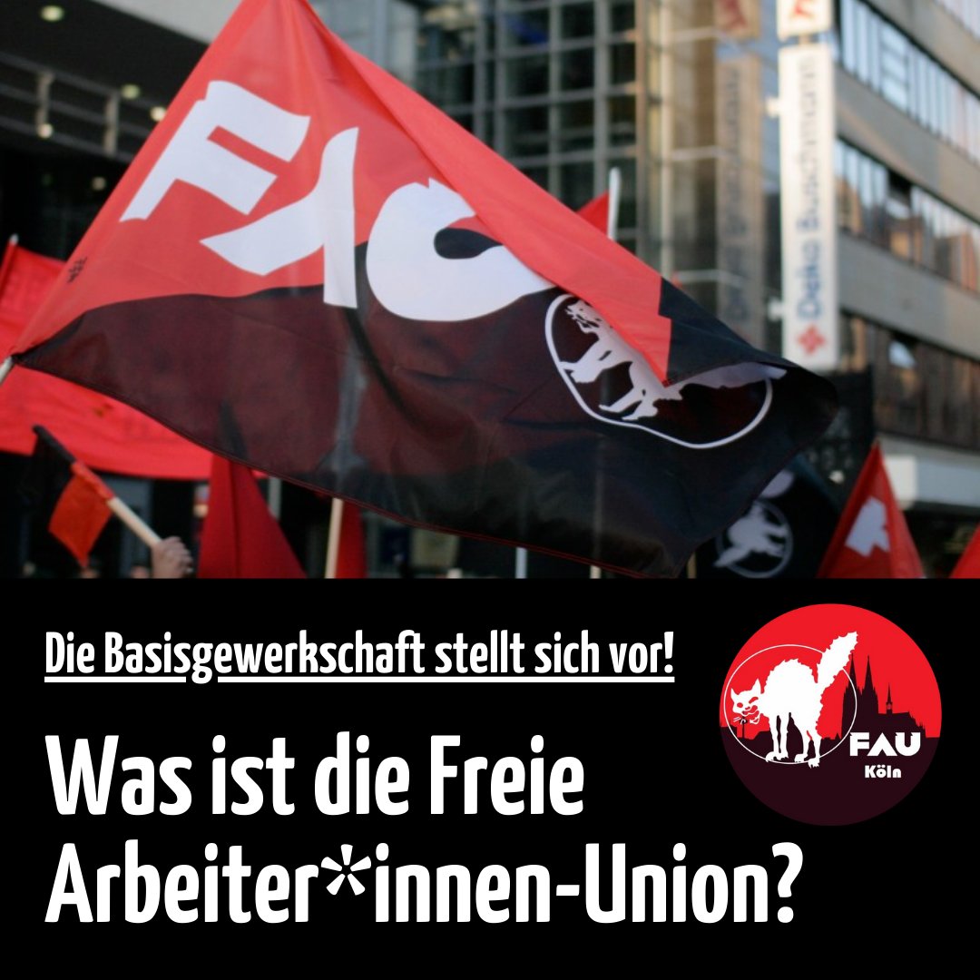 Dürfen wir uns vorstellen? 😌 Die Freie Arbeiter*innen-Union Köln ist eine basisdemokratische Gewerkschaft für Arbeiter*innen aller Berufe in Köln und dem Umland. Alles was du sonst noch über uns wissen musst erfährst du in diesem Thread! ⤵️