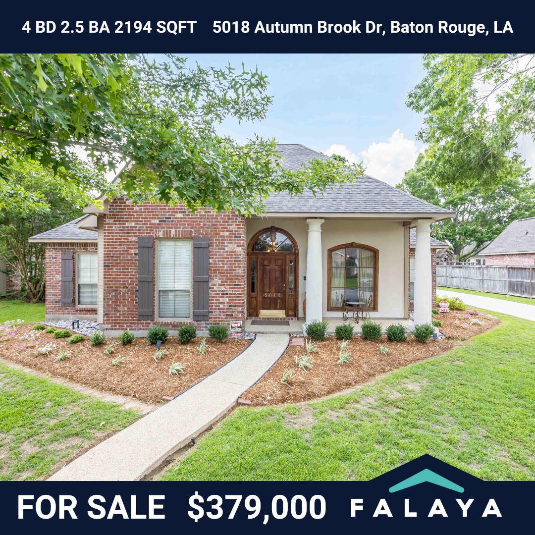 New Roof, New Beginnings in Carrington Place! 🏡  This charming 4 bed/2.5 bath home in Baton Rouge is the perfect blend of cozy and convenient.

Visit this link to book a showing today!  app.falaya.com/listings/5018-…

#BatonRougeRealEstate #CarringtonPlace #NewRoof #FalayFeeling