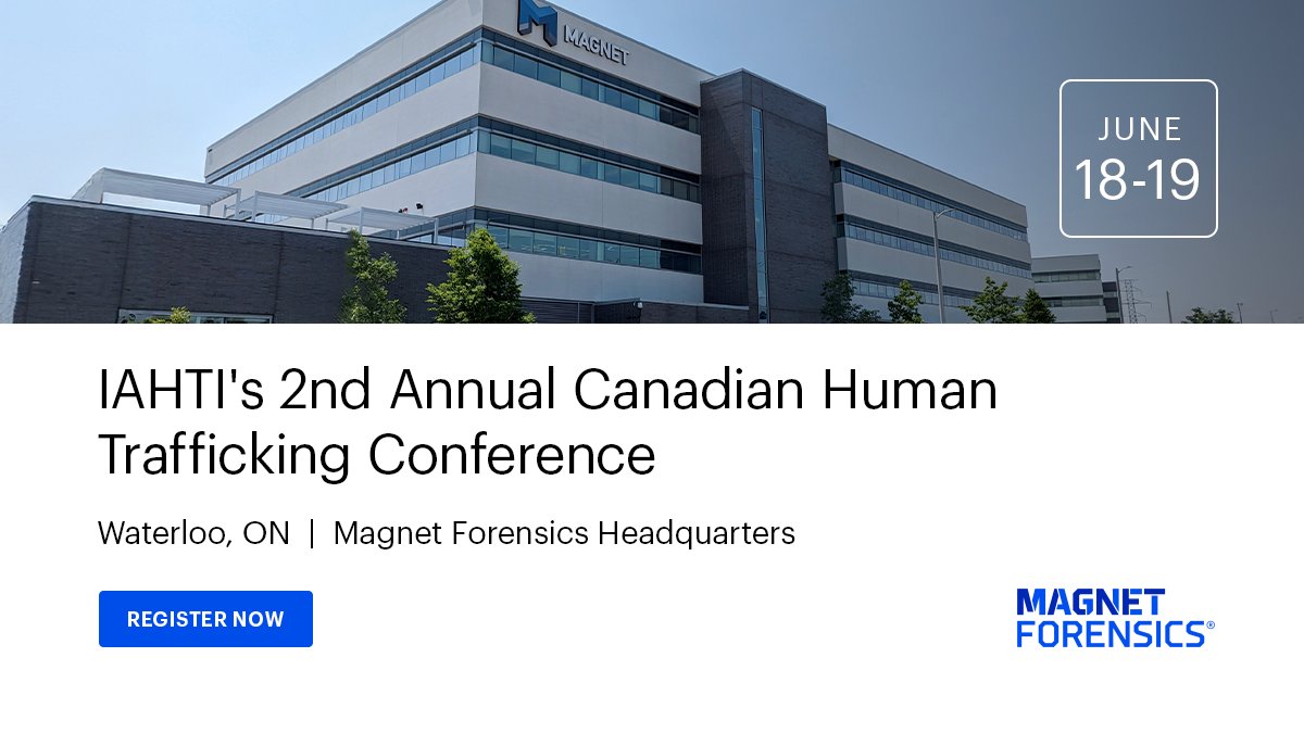 We're gearing up to host the @IAHTI2's 2nd Annual Canadian Human Trafficking Conference at our Waterloo office on June 18-19! Be sure to save your spot to hear talks from experts, including 'Examining the artifacts that make your cases': iahti.org/canada-confere… #DFIR #IAHTI