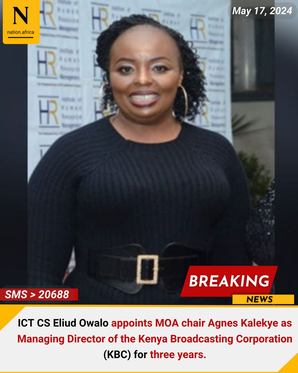 ICT CS Eliud Owalo appoints Media Owners Association chair Agnes Kalekye as Managing Director of the KBC for three years.