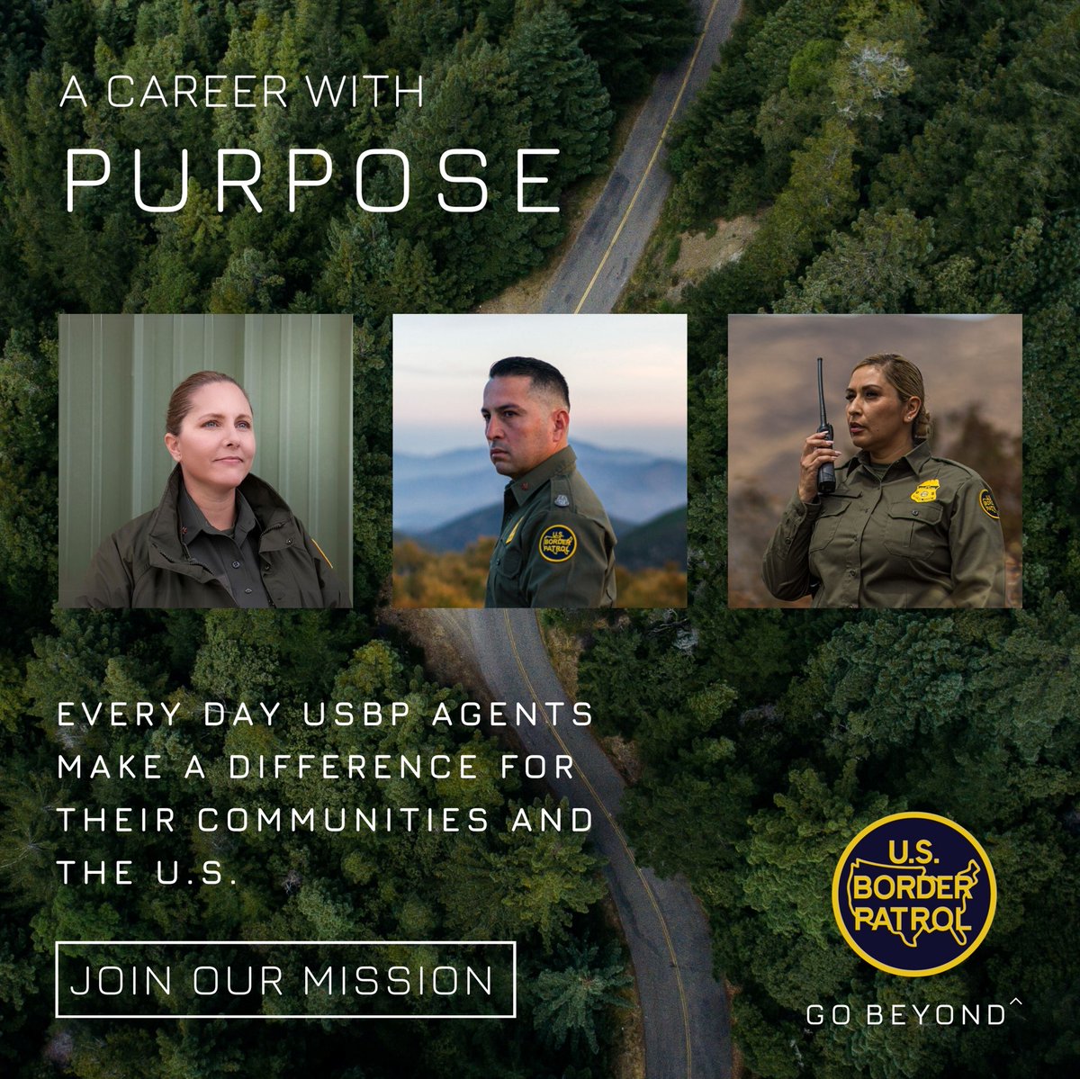 Are you ready for a career with purpose?​

We want focused candidates who hear the call to serve as Border Patrol Agents. Take the next step to keep our nation and communities safe.​

Join our Talent Network: go.dhs.gov/oW5​

#CBPCareers #NowHiring