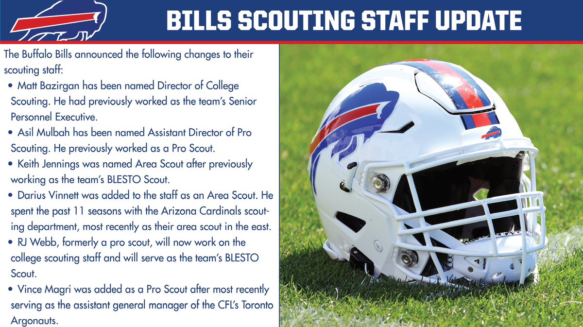 The Bills have announced the following changes to the team’s scouting staff ⬇️