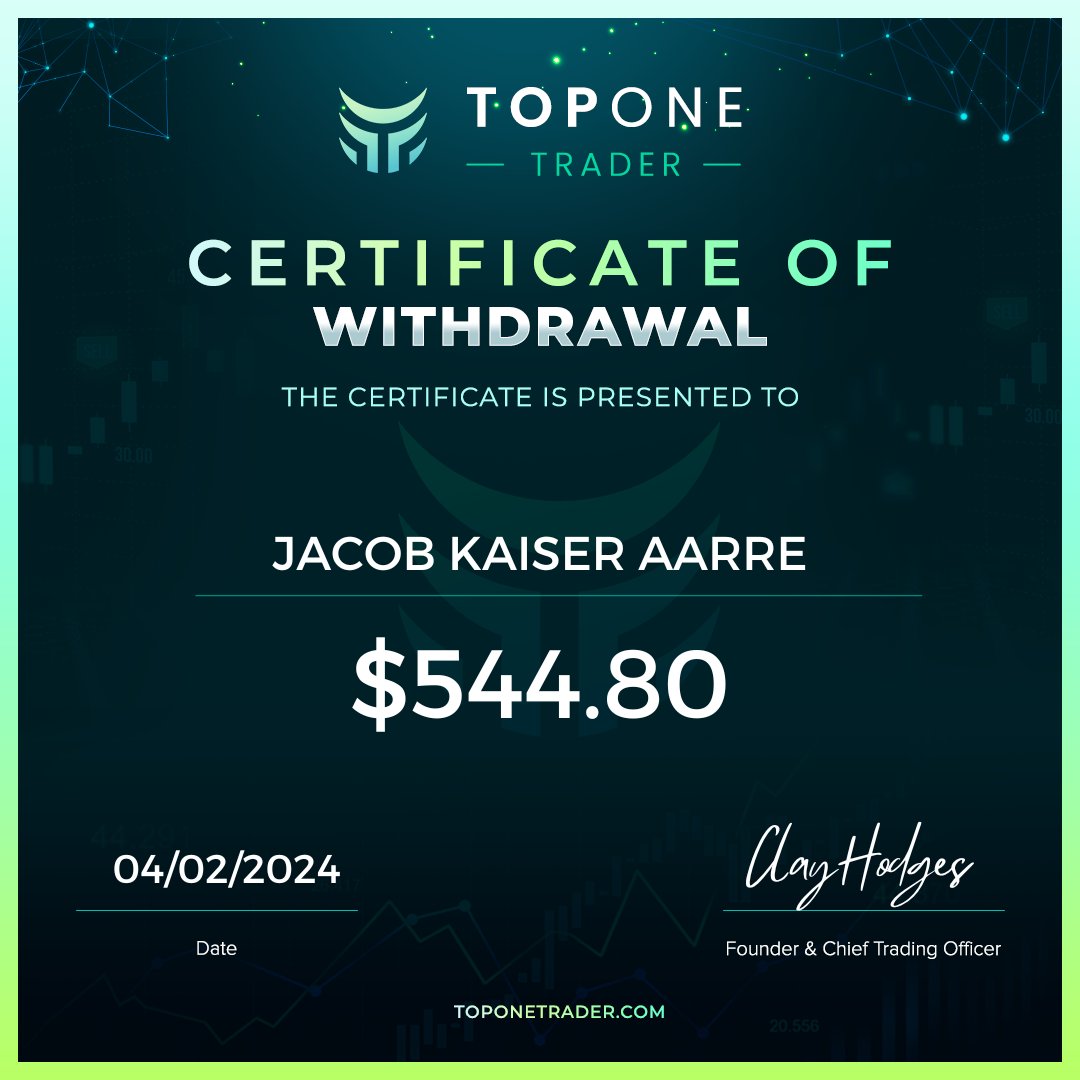 Congratulations to Jacob Kaiser Aarre with a payout of $544.80💰📈‼️ Who's next?! We have the most simple, generous, and easy to follow trading programs in the entire prop firm space. ✅One phase challenge ✅Biweekly payouts