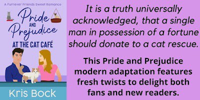 The Furrever Friends Cat Café helps people find furry forever friends – and just might lead to romantic love too. Enter the GoodReads #giveaway for Pride and Prejudice at The Cat Café - 100 ebook copies are up for grabs! lttr.ai/ASryo #SweetRomance #Books #Romance