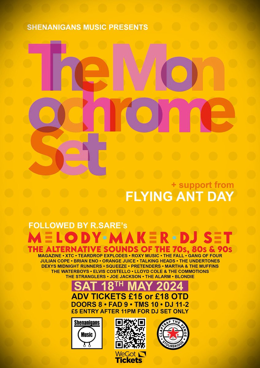 @IndieMidlands TOMORROW, Saturday 18th May @themonoset & @FlyingAntDay @claptrapvenue in Stourbridge. Tickets on the door and from here wegottickets.com/event/599225
