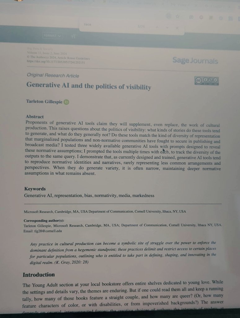 Omg!! Thee Tarleton Gillespie using my quote?? For the opening of his canonical framing of generative a.i.????