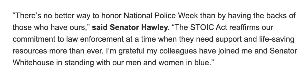 Josh Hawley -- who raised his fist in solidarity with a violent MAGA mob before it stormed the Capitol on J6, an attack that resulted in 140+ police officers injured and 4 dead by suicide -- says no better way to honor Police Week than 'having the backs of those who have ours.'