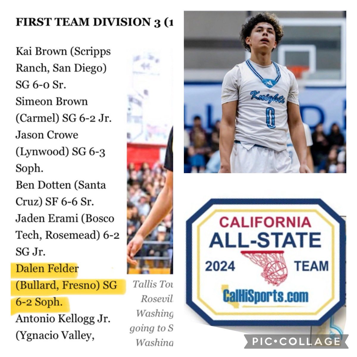 DalenDayday's tweet photo. I’m Blessed to have made the Cal Hi Sports All State Sophomore 🏀Team & First Team
Div 3 All State Team‼️ Thank you to my Coaches and Teammates‼️@BHSKnightsHoops @Pdouble_33 @paulmeadors @gabecamarillo_ @fallout_u @UTEPMBB
#DalenFelder #CaliforniaAllStateGuard #StillWorking https://t.co/hjDJBGqVJ2