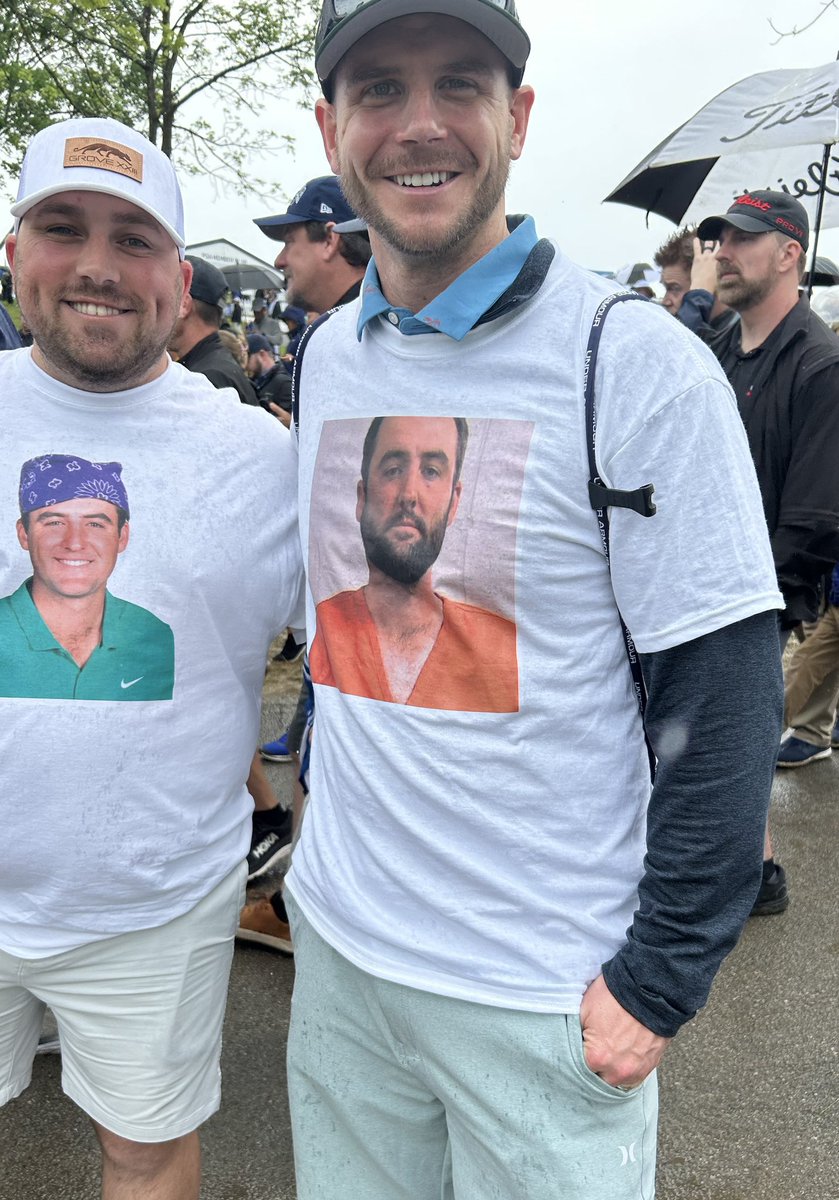 Scottie Scheffler mug shot t-shirts already being worn at the PGA Championship