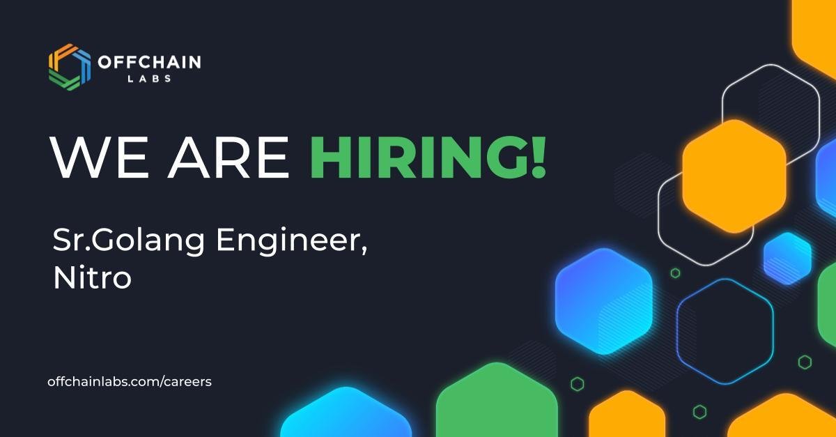 Offchain Labs (@offchainlabs) on Twitter photo There are many exciting opportunities to help shape the future of Ethereum here at <a href="/OffchainLabs/">Offchain Labs</a>.
We're looking for a Sr. Golang Engineer to join our Nitro dev team.
Apply now using the link below 👇
jobs.lever.co/offchainlabs/b… There are many exciting opportunities to help shape the future of Ethereum here at <a href="/OffchainLabs/">Offchain Labs</a>.
We're looking for a Sr. Golang Engineer to join our Nitro dev team.
Apply now using the link below 👇
jobs.lever.co/offchainlabs/b…