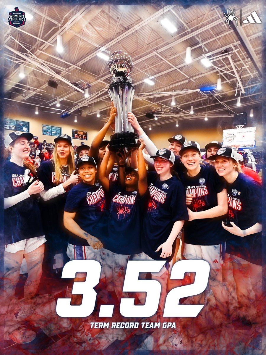 Champions on & off the court. 📚

@SpiderAthletics // #OneRichmond
The A-10 Champs finished the spring semester with a term record 3.52 team GPA! 🕷️🏀