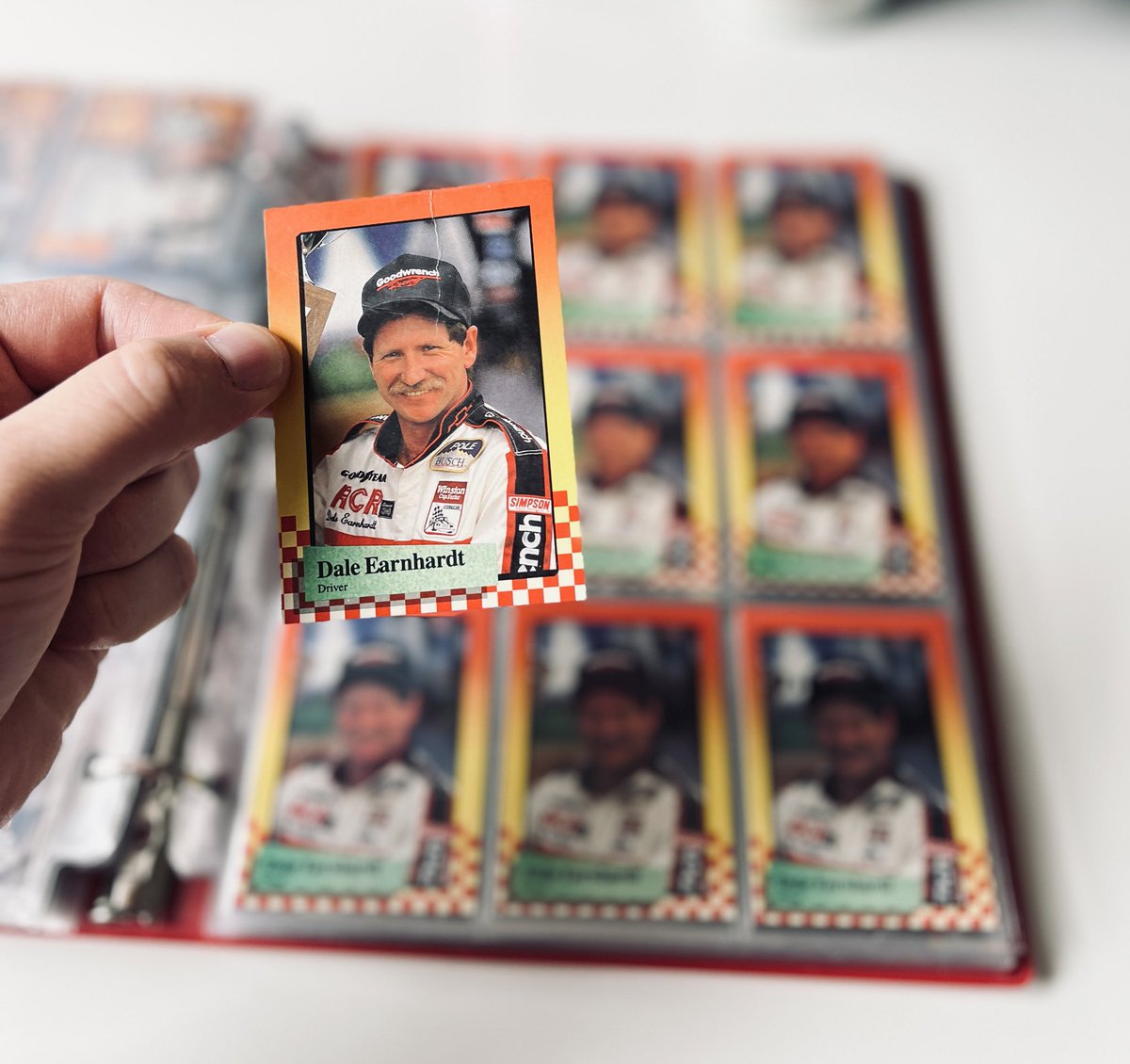 I have a few in great shape and a few with some “character” #daleearnhardt #daleearnhardtrookiecard #1989maxx #earnhardtrookie #nascar #nascarcards #racingcards