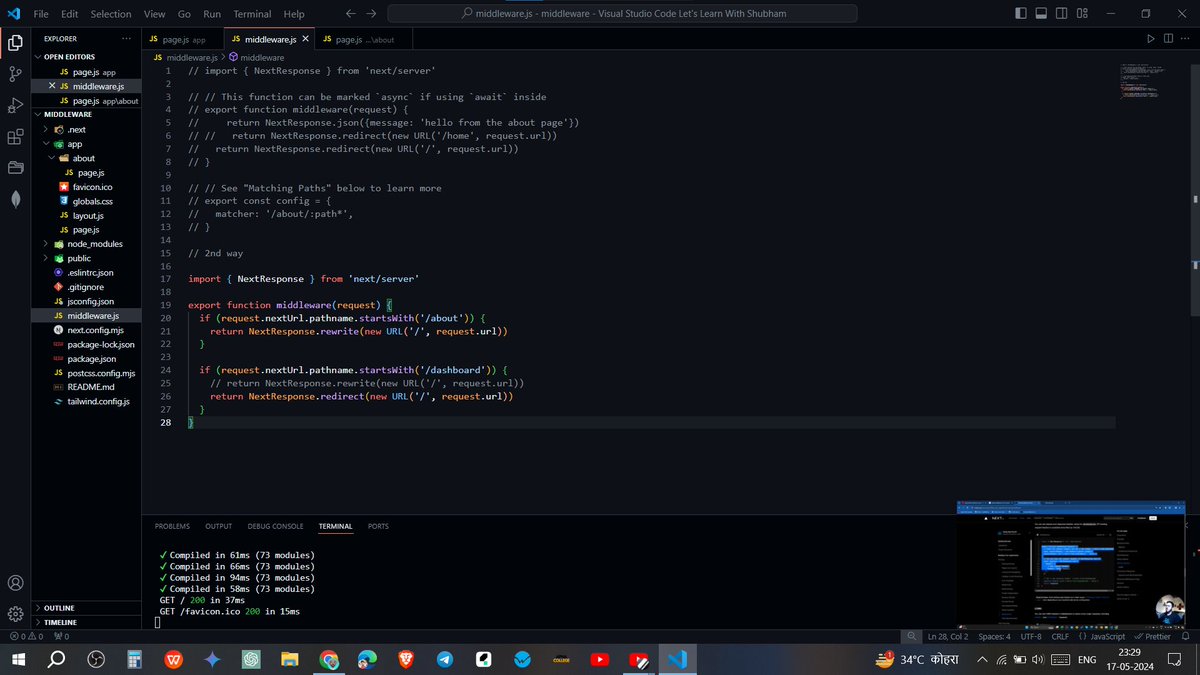 shubham kumar (@shubham_kr02) on Twitter photo 2024-05-17 18:06:48 π Day 107 of the #100DaysLearningChallenge! Today, I explored Dynamic Routes and Middleware in Next.js. Learning to create flexible routes and manage requests efficiently is a game-changer for my web projects! ππ» #NextJS #WebDevelopment #LearningJourney #100DaysOfCode π Day 107 of the #100DaysLearningChallenge! Today, I explored Dynamic Routes and Middleware in Next.js. Learning to create flexible routes and manage requests efficiently is a game-changer for my web projects! ππ» #NextJS #WebDevelopment #LearningJourney #100DaysOfCode