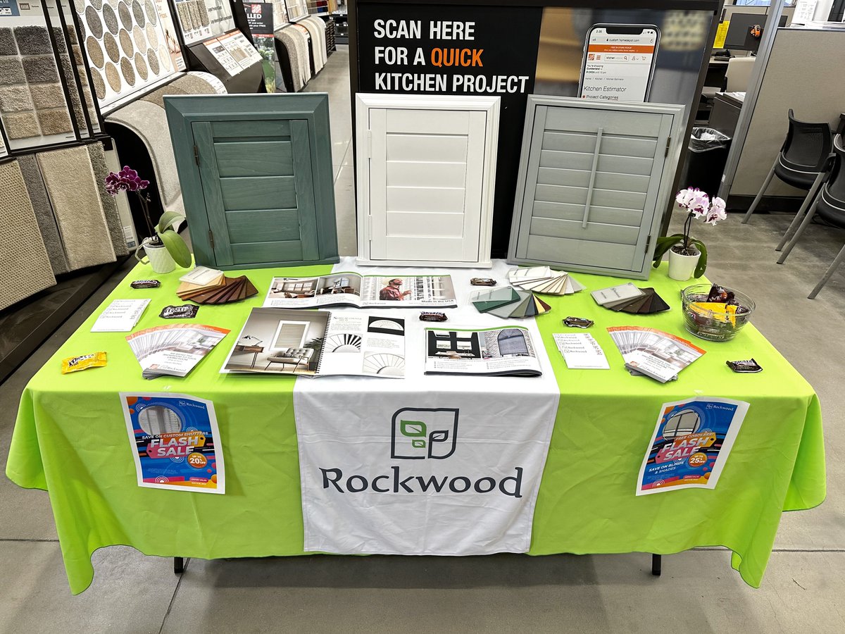 Bringing some Friday fun @HomeDepot Parker store! BA @McKenzie_RWS table setup is looking 🔥🔥

Peep those shutter samples 💯…we’re definitely getting some inspo! ✍🏻 

Don't forget to stop by our Rockwood reps’ tables at your stores! 💚

(Psst, you could snag some goodies 🤭)