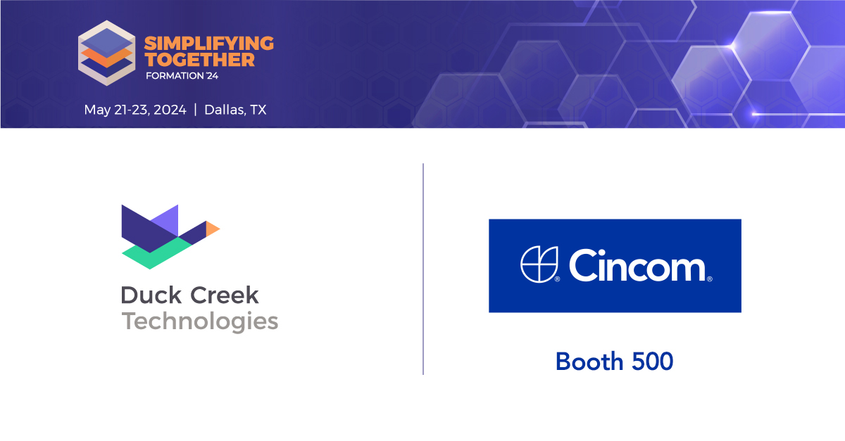 Heading to @DuckCreekTech's annual Formation event next week? Come see us at booth 500 in the Launchpad area. #Formation24 #InsurTech #SimplifyingTogether