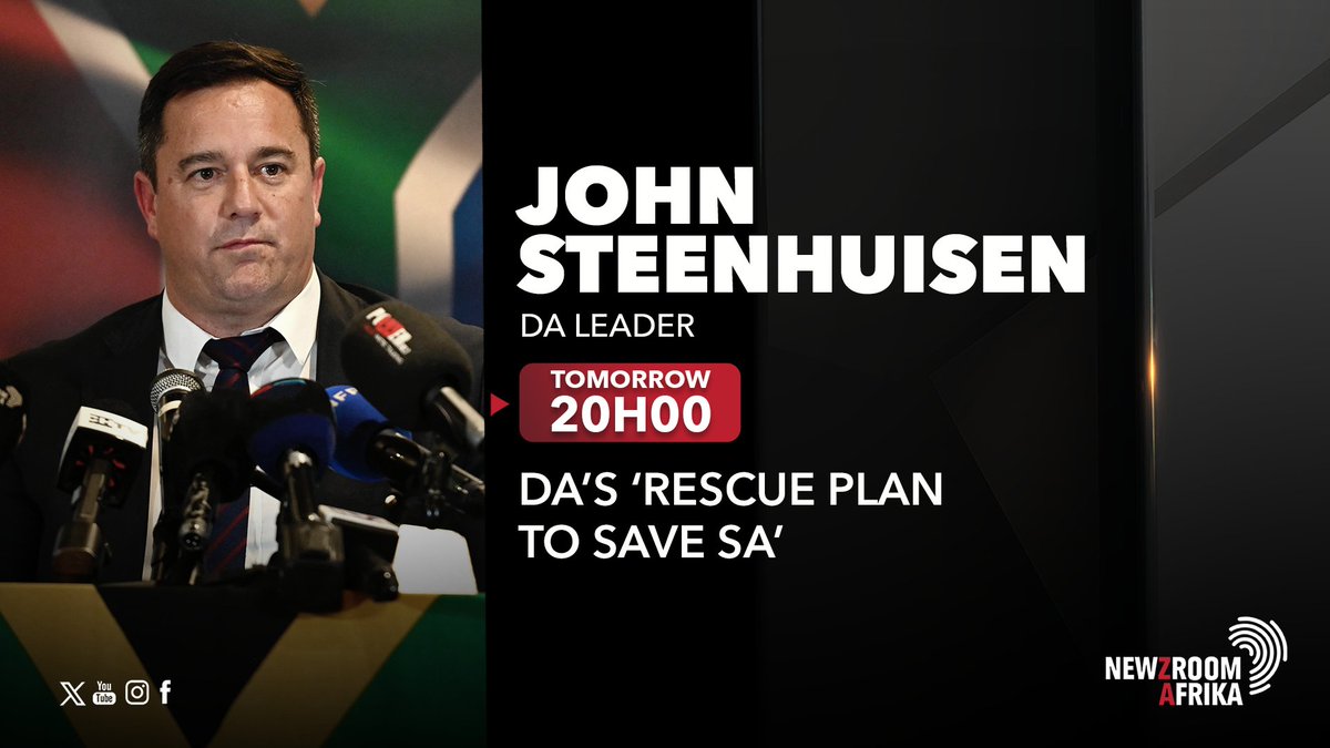 [NOT TO BE MISSED] #Newzroom405's @XoliMngambi
in conversation with @Our_DA leader @jsteenhuisen
on #NewsAtPrime about the opposition party's plans for #Elections2024 and beyond. Tune in. #RoadToVote24