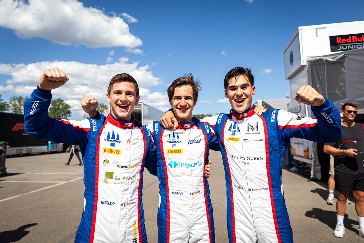 What. A. Day. 🔱💙 P1, P2 & P3. An incredible achievement for the team. The boys smashed the @Formula3 qualifying session today. Congrats Santiago for getting pole position!👊 Straordinari Santiago, Leonardo, Sami🔥 #TridentTeam #TridentMotorsport #Formula3 #f3 #imolagp