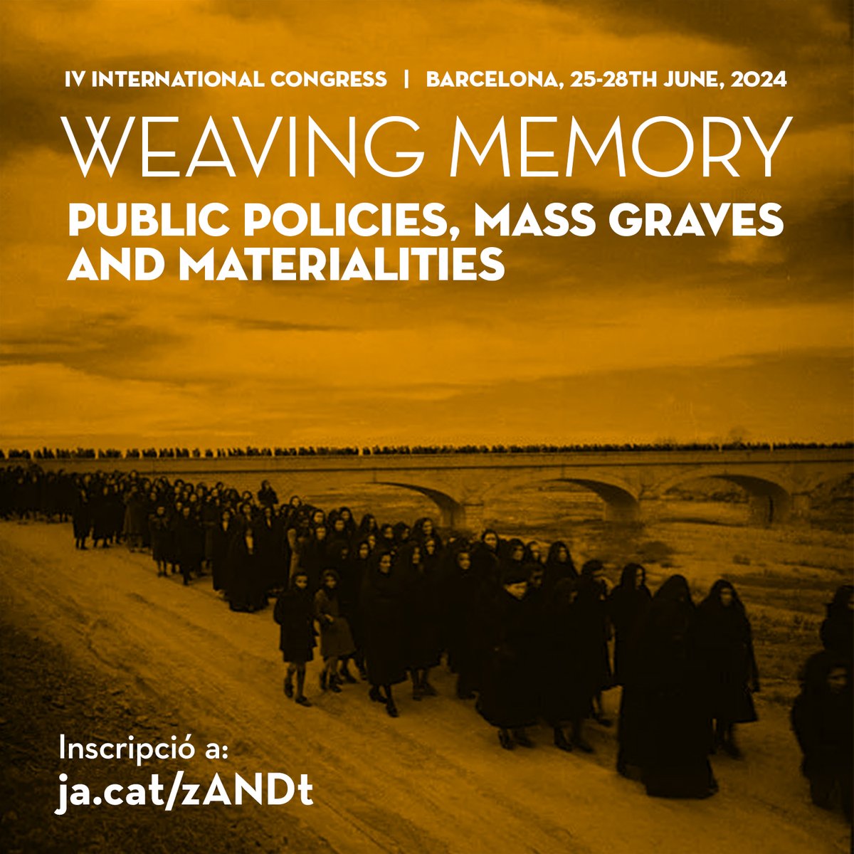 📢 Presentamos el Congreso internacional WEAVING MEMORY: public policies, mass graves and materialities ✏Programa provisional e inscripciones ya disponibles ➡ ja.cat/zANDt 📅 25-28 de junio 2024 📍Facultad de Geografía e Historia @GH_UB, UB