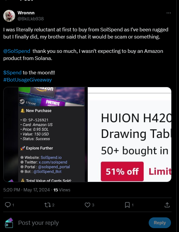 Here is just a few entries to our giveaway that is LIVE right now!

All you have to do is simply create a MEME or Simply use our BOT and acquire a Giftcard to be entered!
24 hours left to enter!

T&amp;cs apply

Join - t.me/solspend_givea…
or @solspend_portal to find out more.