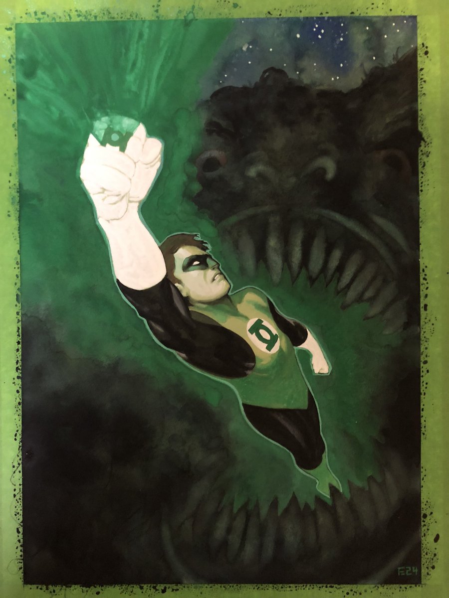 Green Lantern in gouache, A3.