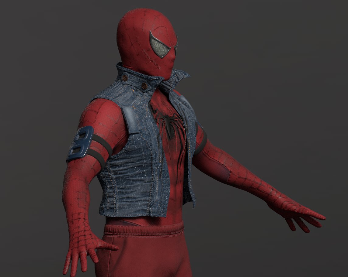 Tried giving it that look of adhesive marks left on the suit if Ben tore off the 3D webbing