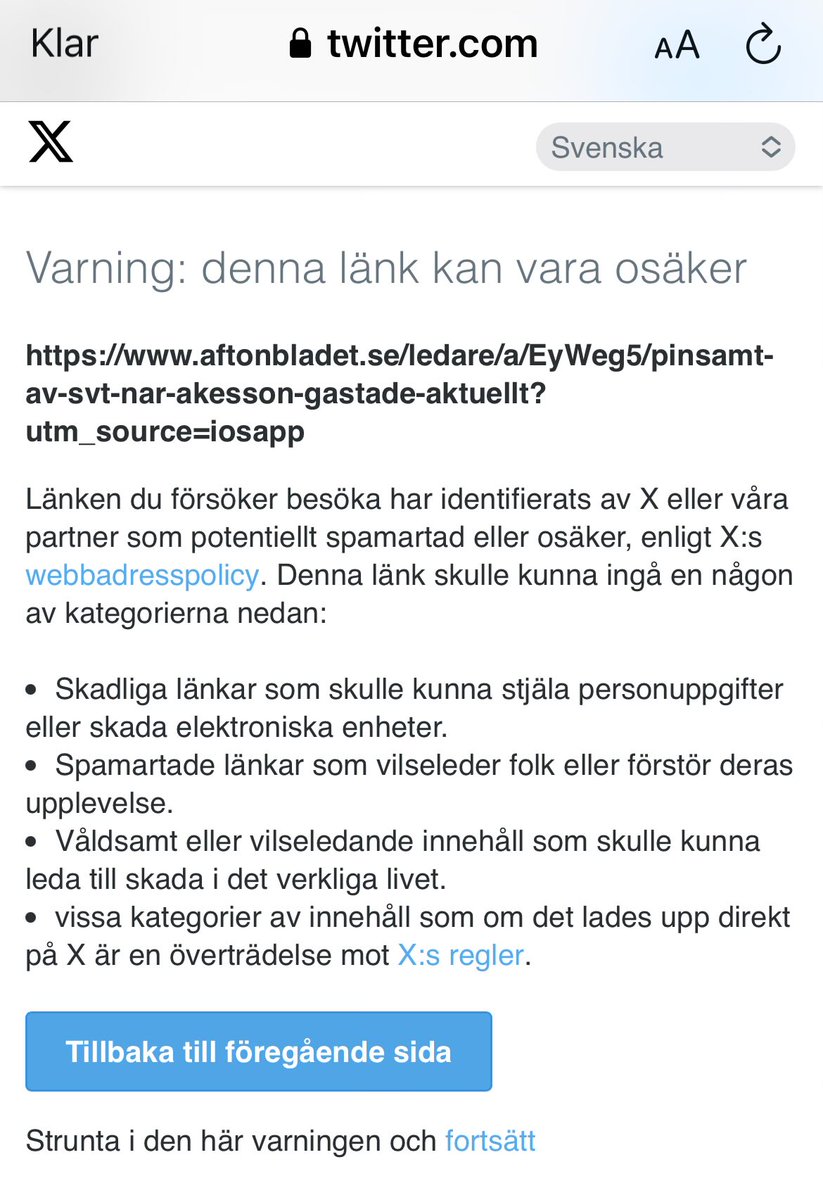 VARNING!! ⚠️ 

Klicka inte på Aftonbladets SPAMLÄNK!!! 

#fakenewsmedia #vilseledande