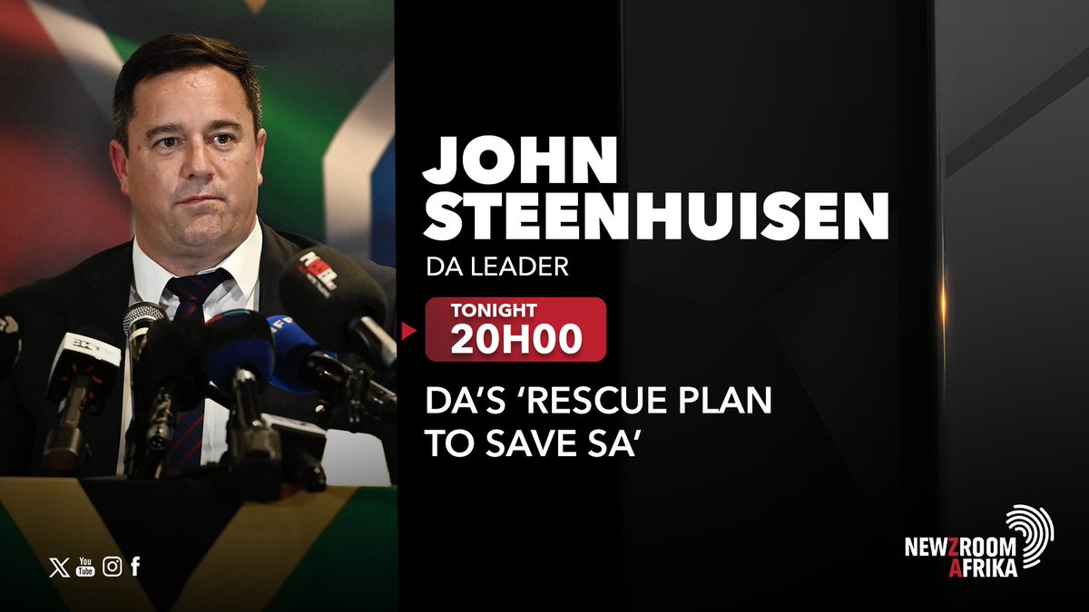 [COMING UP] #Newzroom405's @XoliMngambi
in conversation with @Our_DA leader @jsteenhuisen
on #NewsAtPrime about the opposition party's plans for #Elections2024 and beyond. Tune in. #RoadToVote24