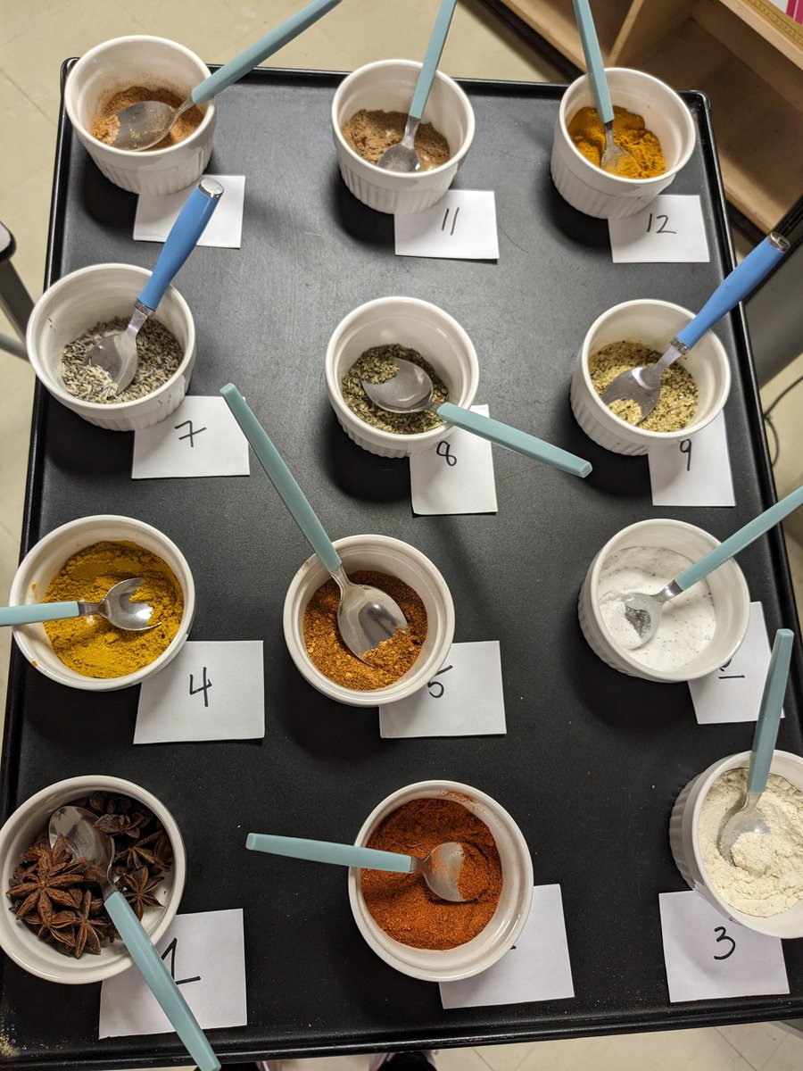 Sampling or smelling herbs and spices in grade 11 food and culture