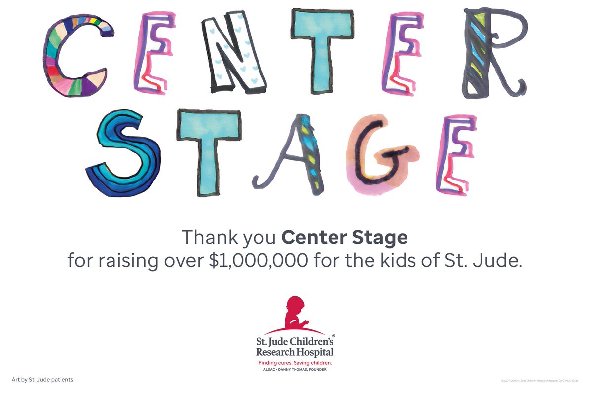 Thank you @TeamCenterStage for raising over $1,000,000 for @StJude kids!