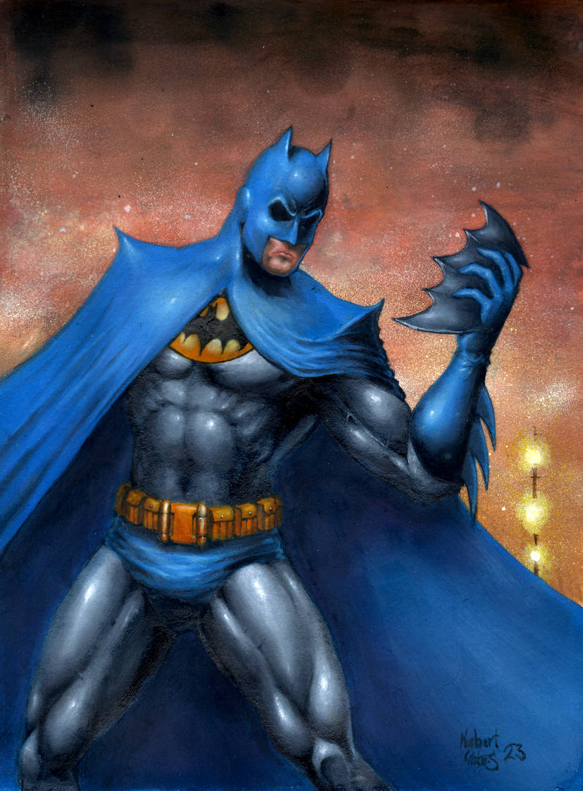 My first oil painting 11x15 watercolor paper. Loved Neal Adams Batman when I was a kid.  #batman #originalart #oilpainting #illustration #takingcommissions #retrobatman