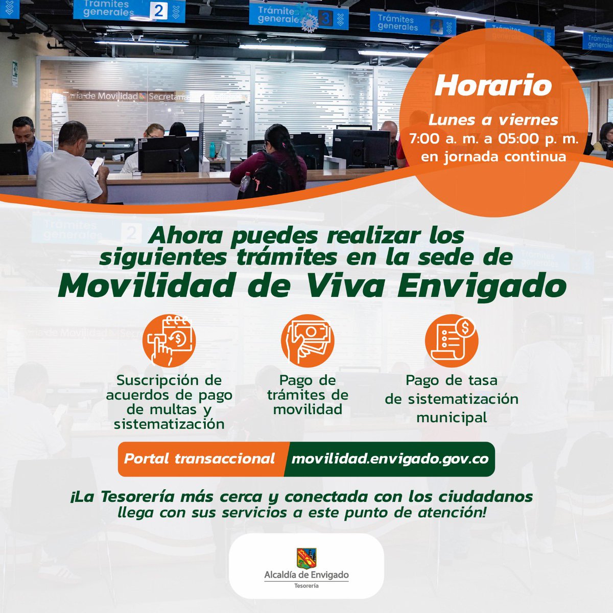 Ahora, los ciudadanos pueden acceder a nuevos servicios de la Alcaldía de Envigado en la sede de Movilidad de Viva Envigado.
En este nuevo punto, se pueden realizar varios trámites en un mismo espacio de manera fácil y ágil.

Más información: envigado.gov.co/noticias/ahora…
