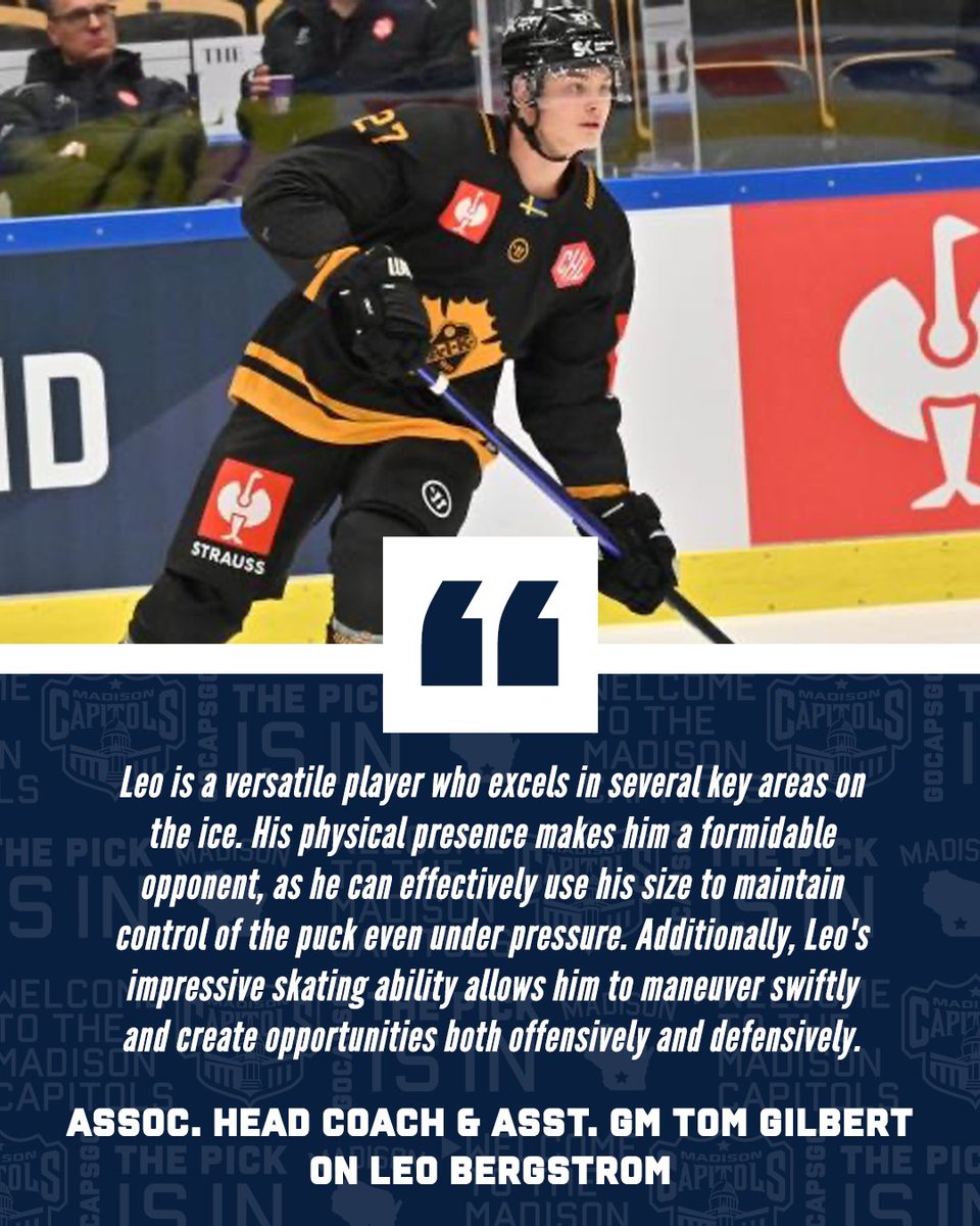 Read about what Associate Head Coach & Assistant GM Tom Gilbert had to say about the team's third round selection of the Phase II Draft, Leo Bergstrom. #GoCapsGo