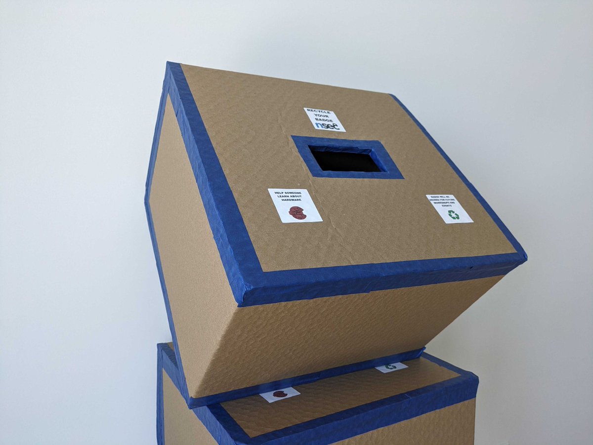 Don't want to bring back your badge home? Or maybe you brought some old ones and are beginning to have too much on your shelves? You can recycle your badge in one of those boxes that will be found on-site starting at 3pm today. ✨🌿 #nsec2024