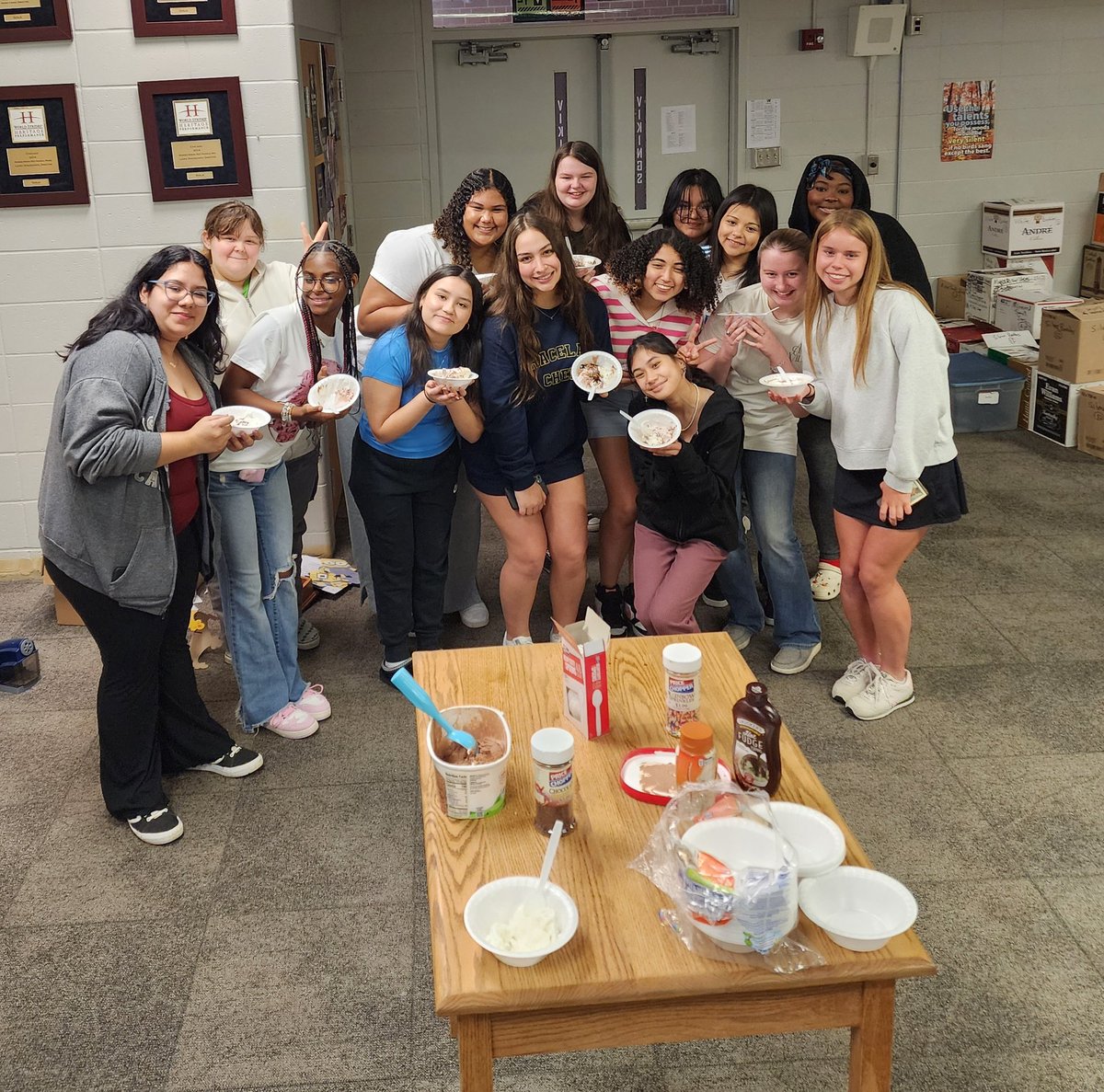 Bella Voce enjoying some ice cream as their reward for memorizing the Spotlight Spectacular Finale 1st!