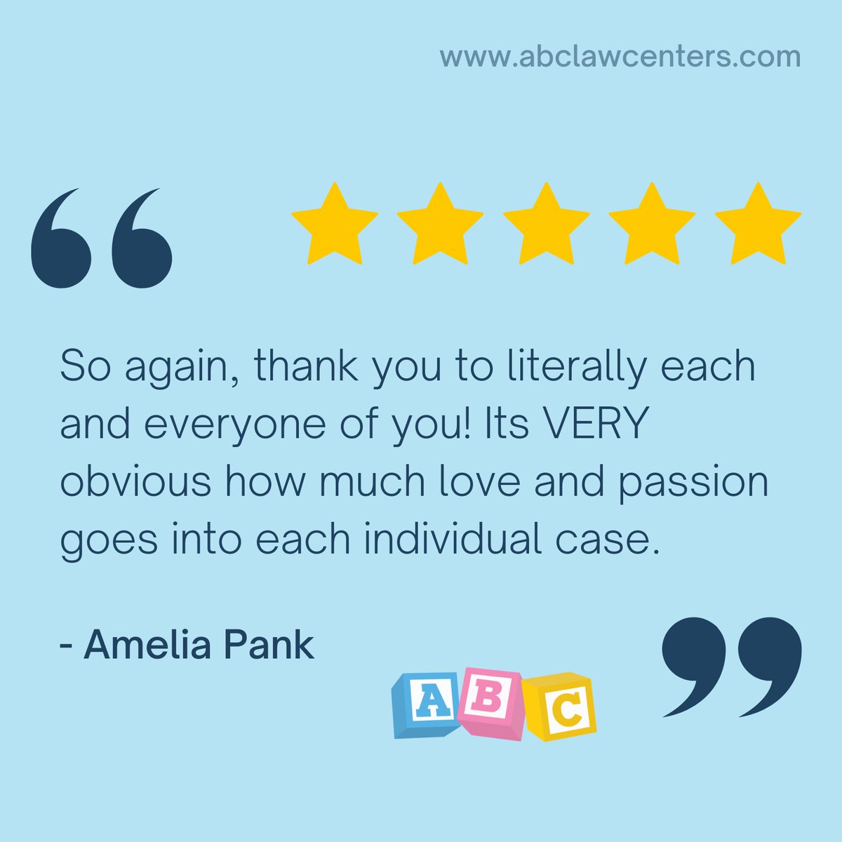 Amelia, thank you for your kind words. It has been an honor to represent your family and advocate for your daughter. We are grateful, and thank you for putting your trust in our firm. #5starreview #clienttestimonial #testimonial