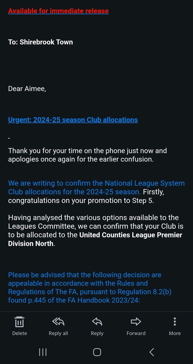 As many of you will have seen the league allocation for the 2024/25 seasons was released this afternoon with us still in step 6 we can now confirm this was an admin error by the FA and we have been 𝐏𝐫𝐨𝐦𝐨𝐭𝐞𝐝 and will be playing in the United Counties Premier Division