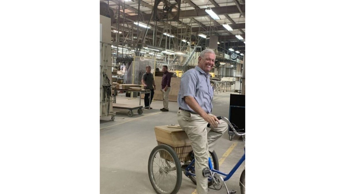 They see him rolling’ they are loving’! Mr. Paul Wellborn cruising through with style and a smile on National Bike Day! #wellborncabinet #bikeday #madeinamerica #USA #cabinetry