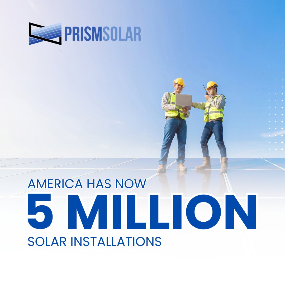Milestone Alert: The United States has officially surpassed 5 million #Solarinstallations!

#PrismSolarPower #RenewableEnergy #RooftopSolar  #CleanEnergy #SolarEnergy #SmartInvestment #Sustainability #CleanEnergyFuture