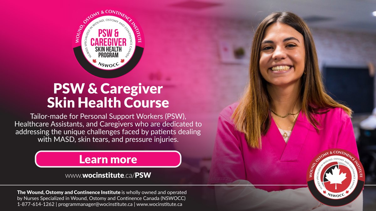 The Wound, Ostomy and Continence Institute is proud to announce the launch of its latest online educational course: the PSW & Caregiver Skin Health Course: wocinstitute.ca/post/psw-careg…