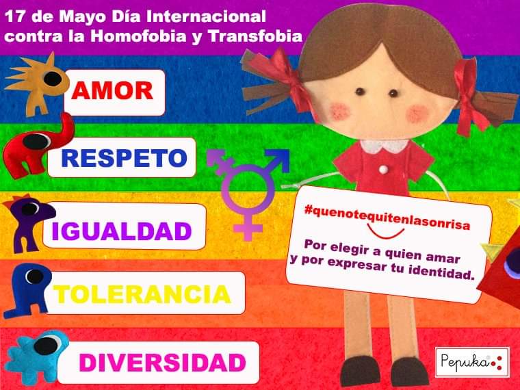 Hoy es el Día Internacional  contra la Homofobia y la Transfobia. Y #Pepuka no lo olvida. #quenotequitenlasonrisa por elegir a quien amar y por elegir tu identidad.