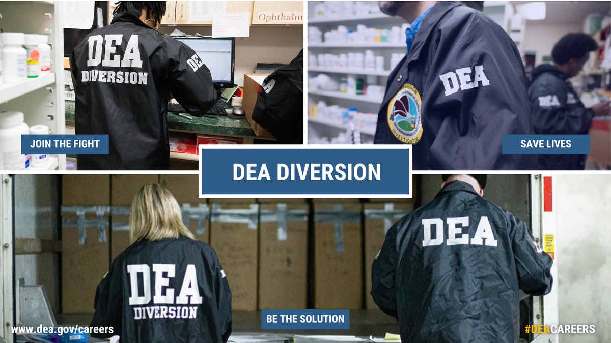 Do you have what it takes to be a DEA Diversion Investigator and help keep Rx drugs out of the wrong hands and off the streets? Join the DEA to prevent the diversion of Rx drugs and keep communities safe. #DEACareers

Learn more: 
usajobs.gov/job/787059000