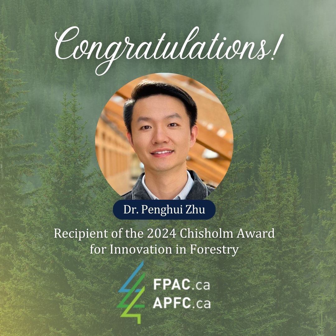 UBCBioProducts's tweet image. 🎉 Congratulations to Penghui Zhu for winning the 2024 #ChisholmAward from the @FPAC_APFC #FPAC! 🏆 As a postdoc in Prof. Feng Jiang’s(@Sus_Funct_Bio) research group, Penghui is developing #biodegradable #cellulose #films to replace petroleum-based plastics using #wood #pulp and…