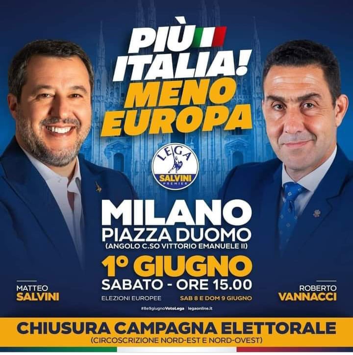 Io voto il mio Capitano!
Grande leader politico che ama e si batte per la nostra Italia!
@LegaSalvini 
#8_9GiugnoVotoLEGAgruppoID
#Vannacci
#PiùItaliaMenoEuropa 🇮🇹
#8e9giugnoVotoLega ✏️