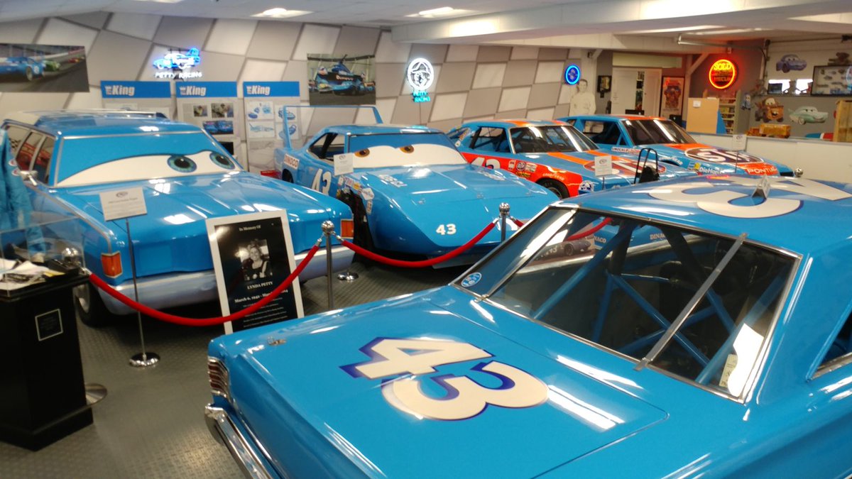 Today’s younger generation knows Richard Petty as the voice of Strip “The King” Weathers from the Disney Pixar animated trilogy, “Cars.” At the Richard Petty Museum, visitors can see these characters in real life, immortalized in petty blue! #Cars #RichardPetty #TheKing
