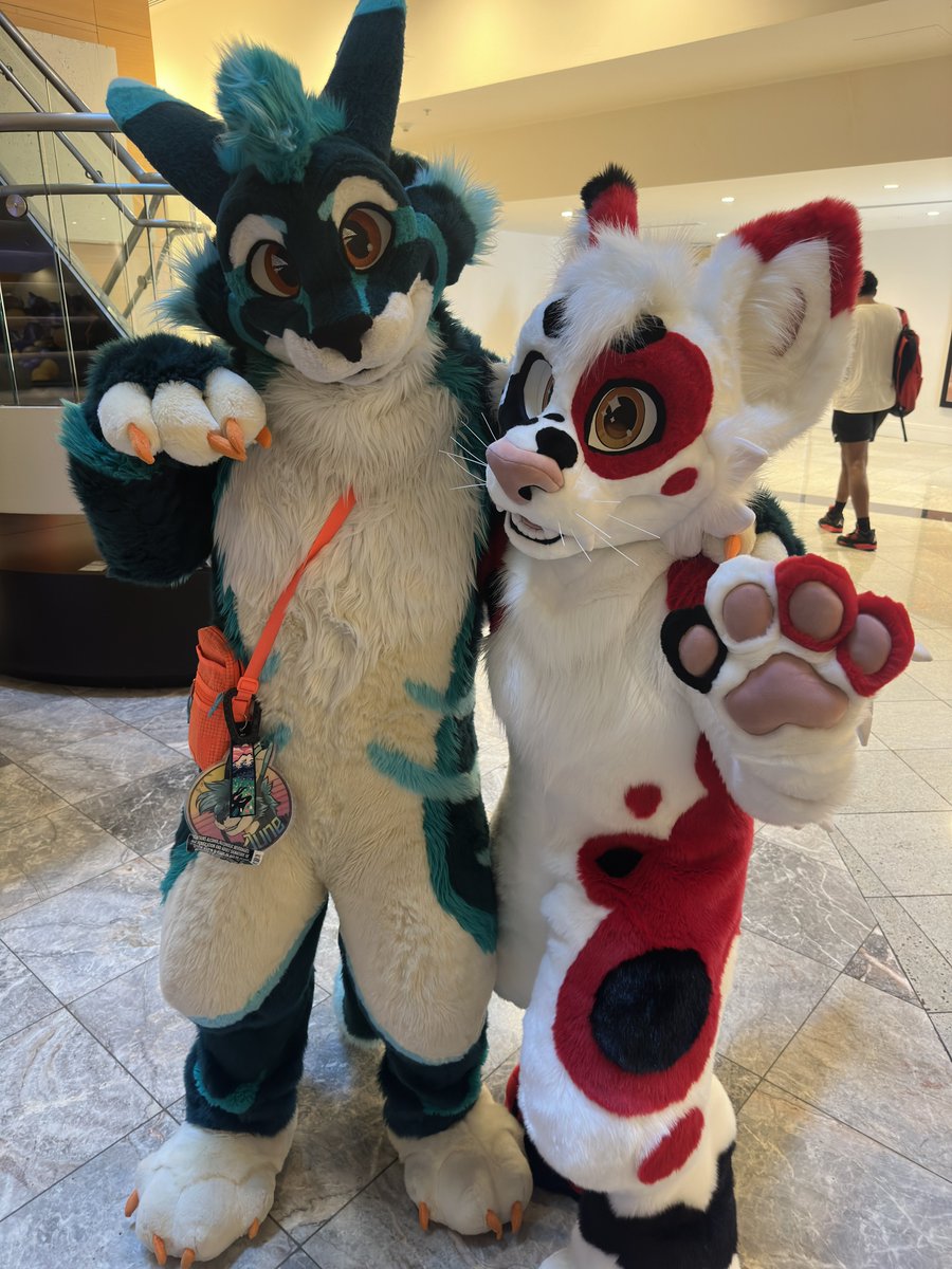 I got to meet an adorable feesh cat! They are so adorable and so sweet! 

🐠🐈: @TenTailedWolf #FursuitFriday