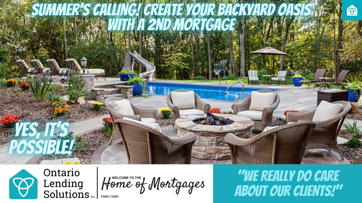 Dreaming of spending more time outdoors this summer? A 2nd mortgage can help you finance those backyard upgrades you've been wanting – a patio, pool, fire pit, or even a landscaping makeover! Let's turn your backyard into the perfect staycation spot. #mortgage #MortgageBroker